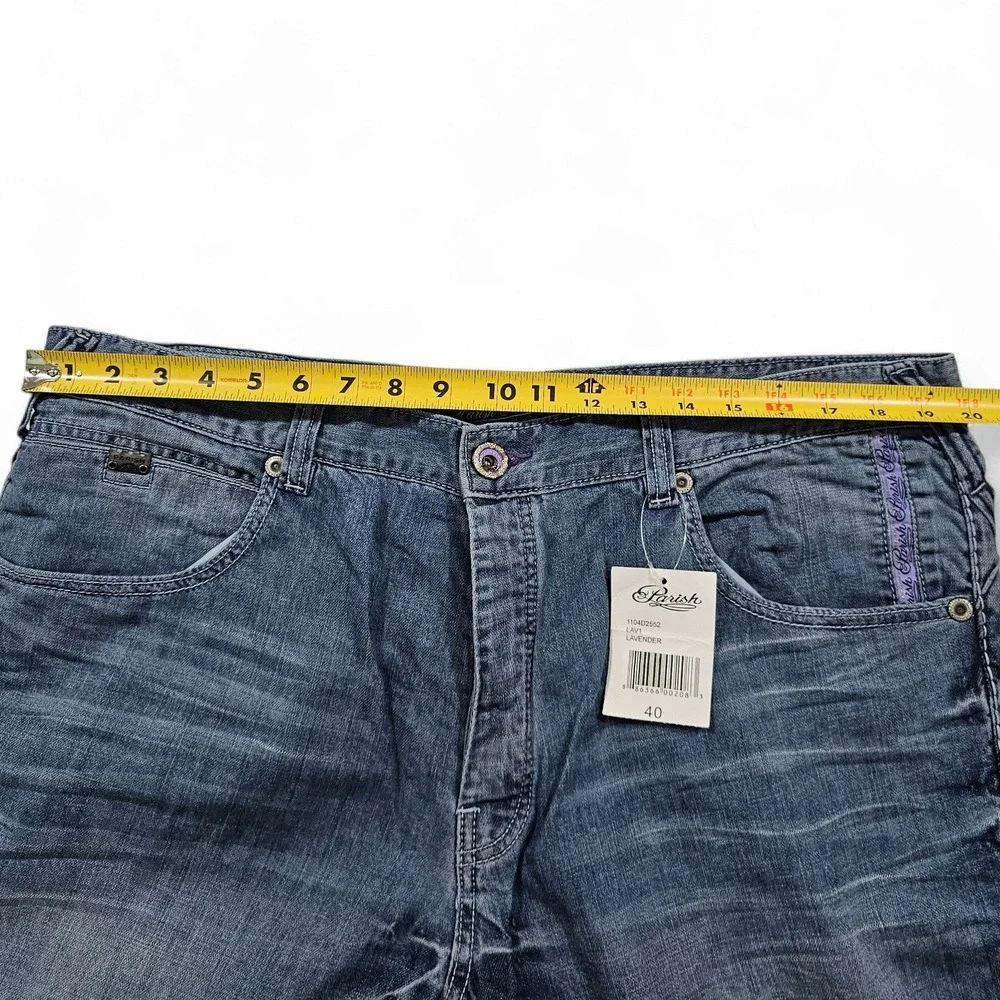 NWT‎ Parish Nation Denim Jeans Mens 40 Lavender Blue Embellished Pockets